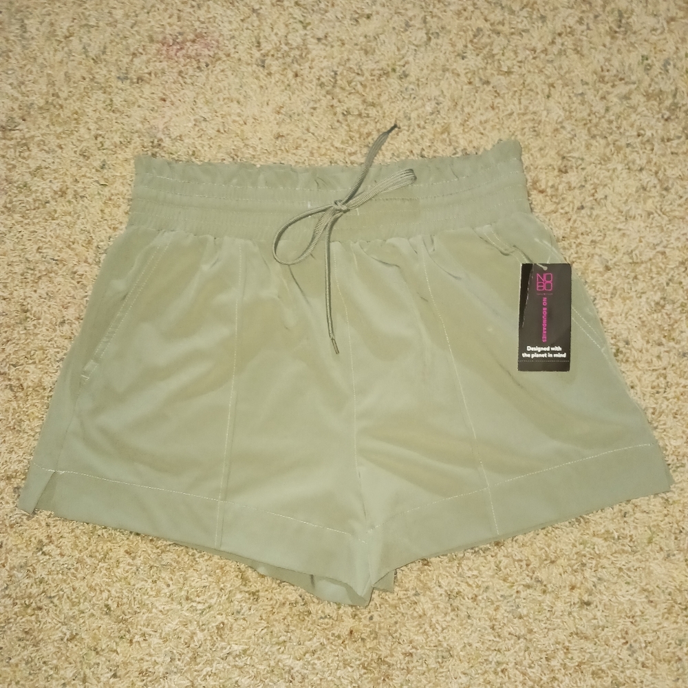 No Boundaries, Women's Shorts, Tie Waistband, Sage Green, Size L (11-13)